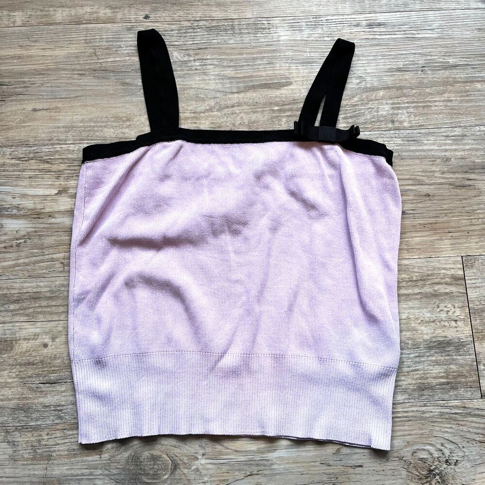 Vintage Knit Tank Top Women's Medium Purple Black Bow Worthington